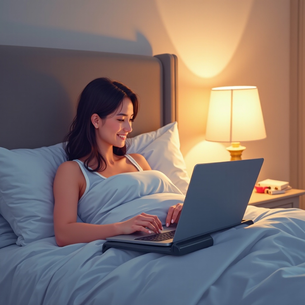 هل هناك عنصر يمكن وضعه على السرير ومشاهدة الحاسوب المحمول؟