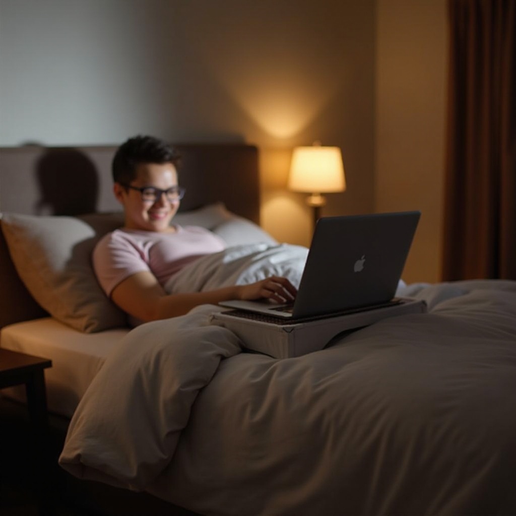 هل هناك عنصر يمكن وضعه على السرير ومشاهدة الحاسوب المحمول؟