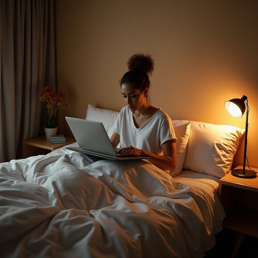 Existe algum item em que se possa deitar na cama e assistir ao laptop?